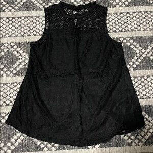 Fortune + Ivy Black Lace Sleeveless Top